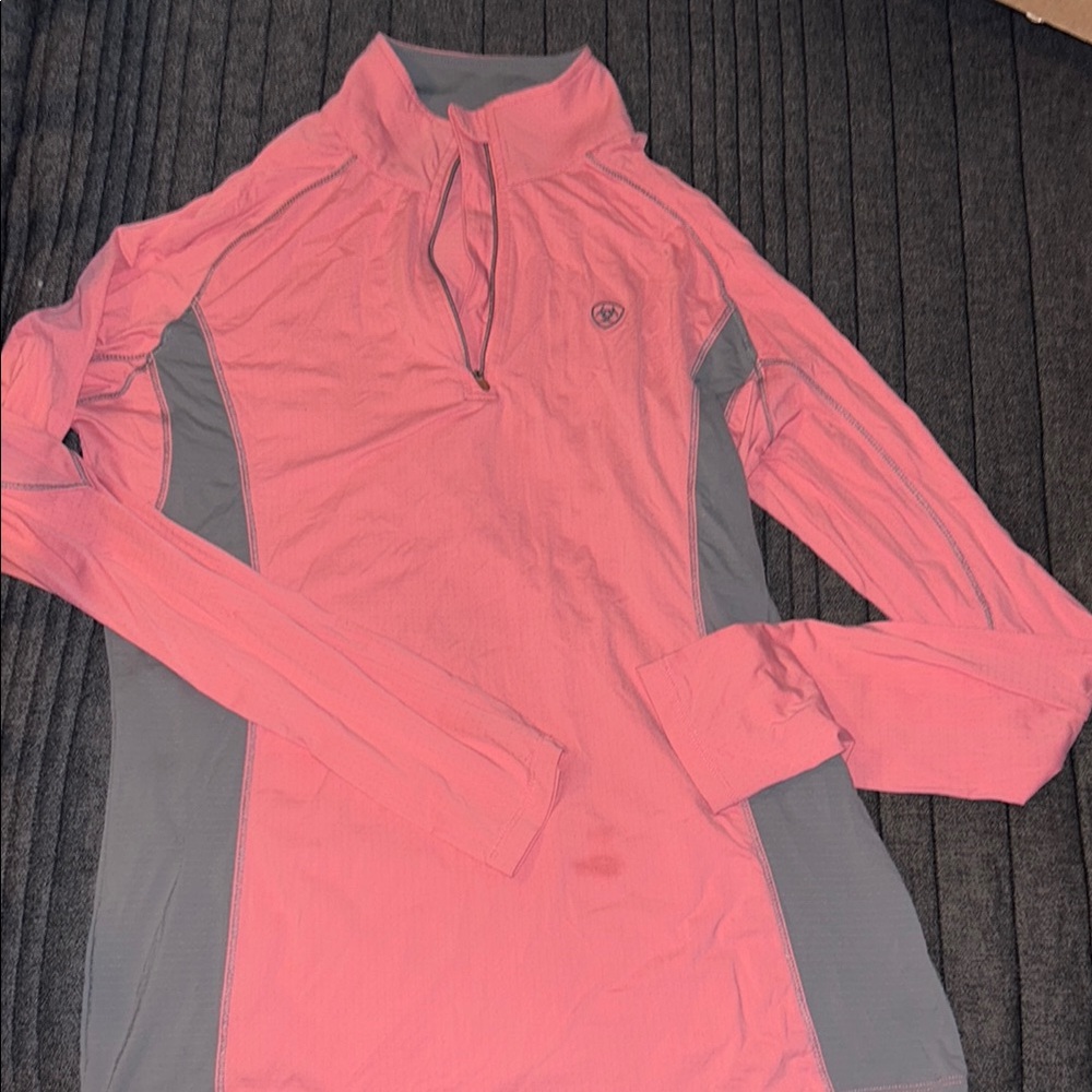 Pink and Gray Quarter-Zip Pullover